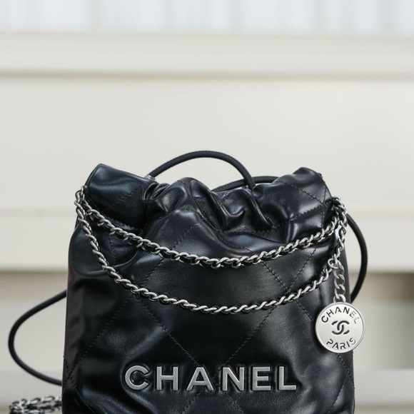 Chanel Black Quilted Mini Bag with Silver Chain - Picture 1 of 4